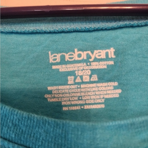 Lane Bryant teal flower graphic t-shirt with beads size 18/20 - Picture 4 of 4